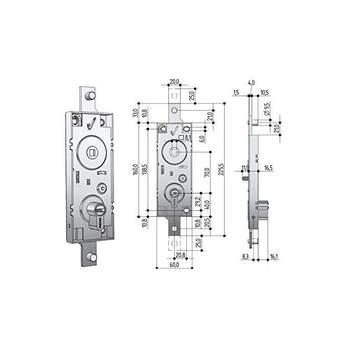 Prefer W599.0820 Serratura per Basculante A-B Cilindro Sagomato