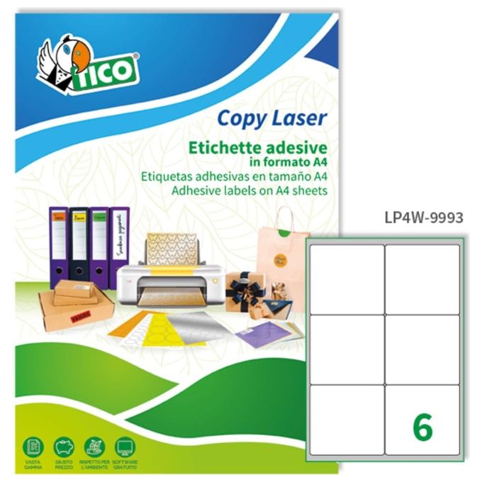 Tico LP4W-9993 Etichette Bianche con Angoli Arrotondati 99,1x93,1mm 100 Fogli