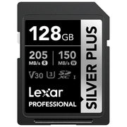 Lexar LSDSIPL128G-BNNNU Professional SILVER PLUS Scheda di Memoria SDXC 128 GB UHS-I U3 V30 205 MB-s colore Nero Argento