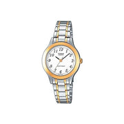 Casio Orologio da Polso con Lancette Quadrante Bianco con Numeri Arabi Bracciale in Acciaio Bicolore con Chiusura di Sicurezza