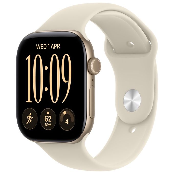 Apple MJGC4QL-A Watch Series 12 smartwatch GPS Cellular cassa 46 mm alluminio cinturino sport sabbia colore Oro chiaro
