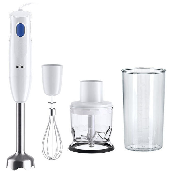 Braun MQ10.202M MultiQuick 1 Frullatore ad immersione 450W con tritatutto frusta e bicchiere colore Bianco