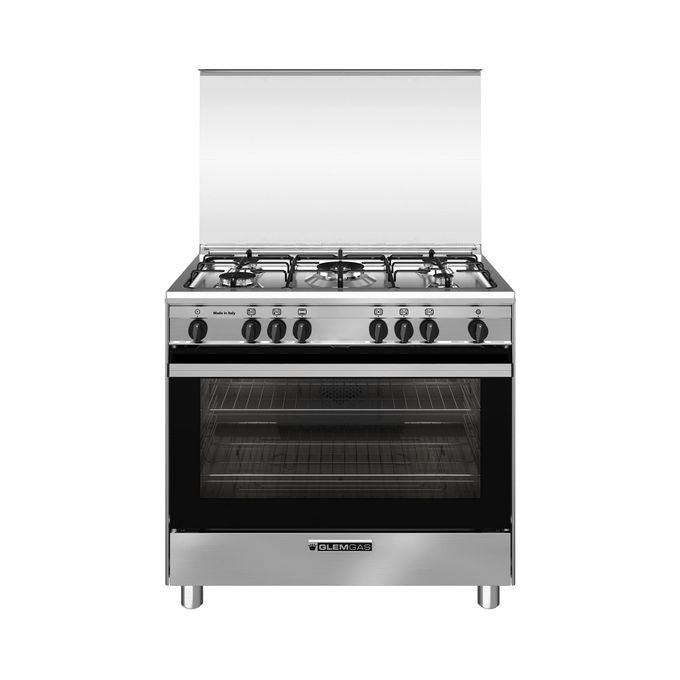Glem MSA965VI Specialista Cucina a Gas 90 cm 5 Fuochi Forno Ventilato 100 L Classe A (90x60x90 cm) colore Inox