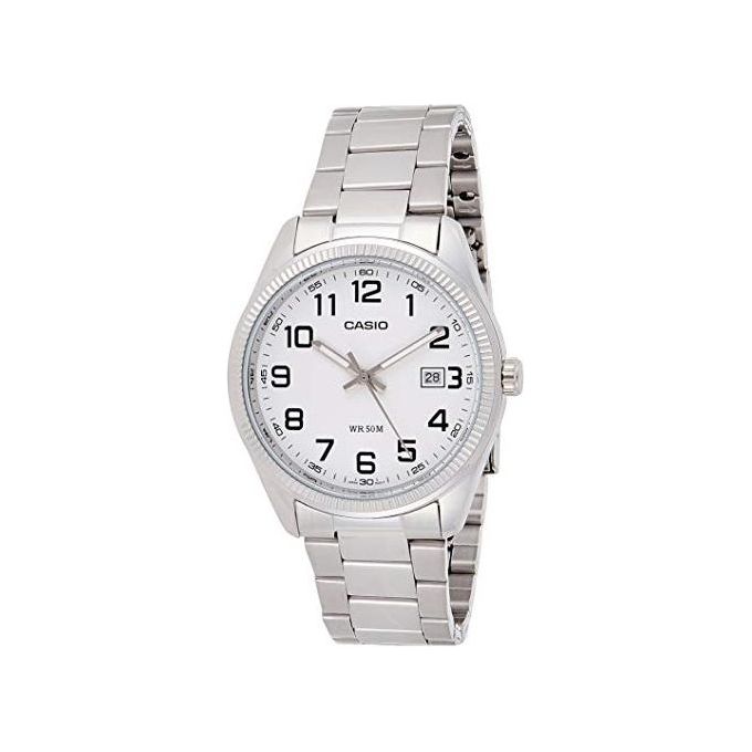 Casio Orologio da Polso Analogico con Date Display Vetro Minerale Bracciale in Acciaio con Chiusura di Sicurezza