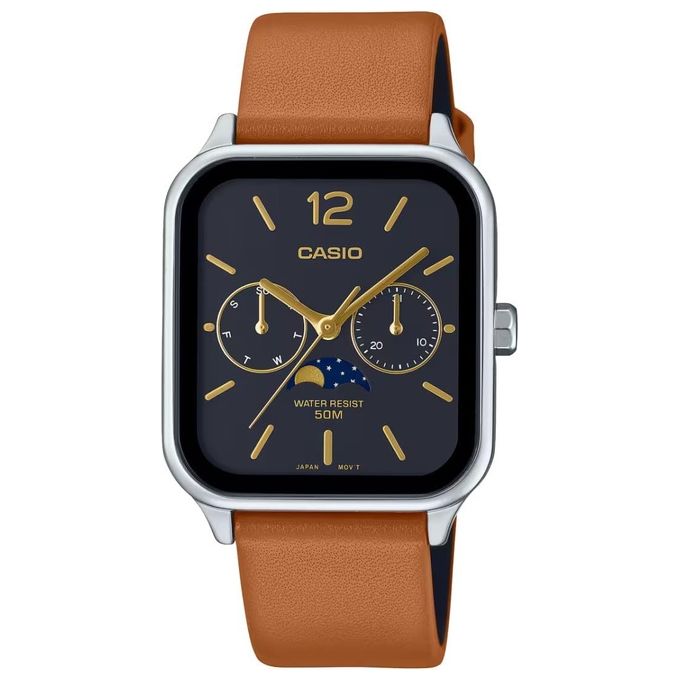 Casio Orologio MTP-M305L-1AVER Standard Nero e Marrone Quadrante Analogico Cinturino in Pelle Funzione Data