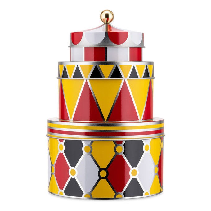 Alessi MW31S3 Set di 3 Scatole Portaoggetti Circus Diametro 17.6 cm colore Rosso-Giallo-Nero