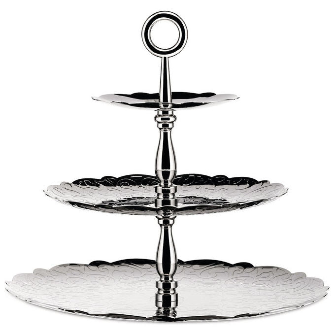 Alessi MW52-3 Dressed Alzata a Tre Elementi in Acciaio Inossidabile 18-10 con Decoro a Rilievo colore Acciaio inox