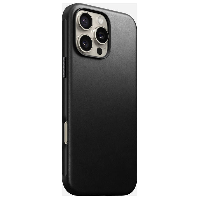 Nomad NM01693185 Custodia Cover per iPhone 16 Pro Max Compatibile con MagSafe Resistente alle Cadute Fino a 2,4 m in Pelle e Alluminio colore Nero