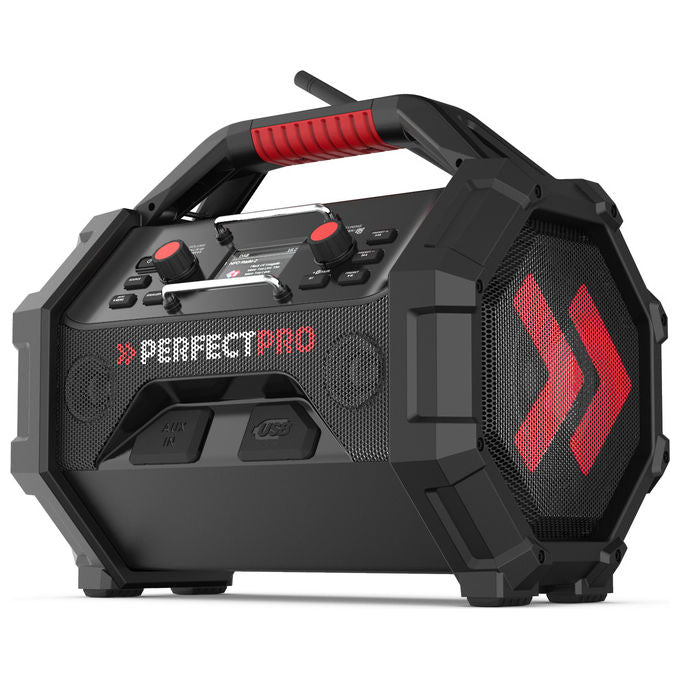 Perfectpro OCT-18V ROCKTAGON Radio da Cantiere Digitale DAB+ FM 30 W Bluetooth 5.2 USB IP65 colore Nero Rosso