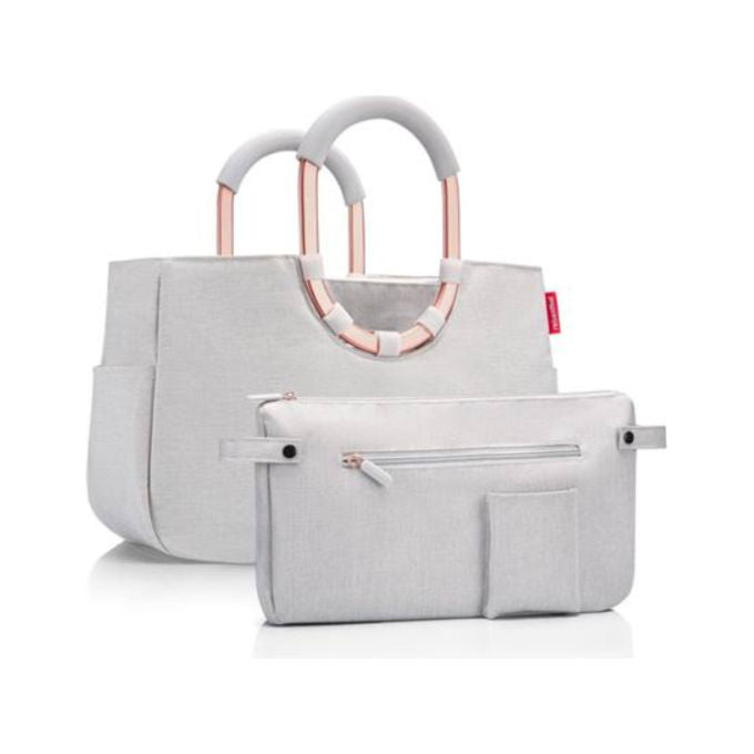 Reisenthel OS1036 LOOPSHOPPER Borsa Sportiva Donna con Anelli e Borsa Interna Staccabile Tre Sezioni Tasche Esterno Portaoggetti Tasca Interna con Cerniera Maniglie Imbottite in Alluminio colore Sky Rose
