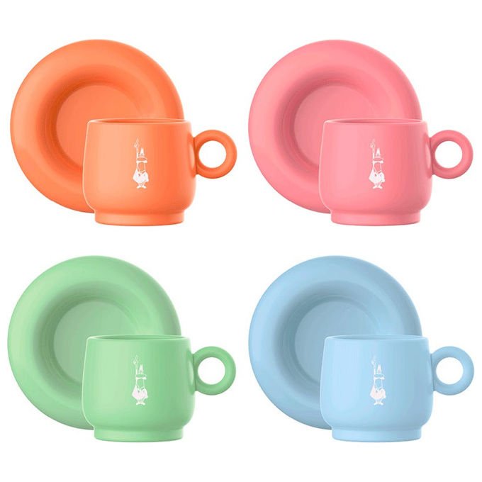 Bialetti PFRUIT003 Set 4 Tazzine Espresso in Porcellana Multicolore