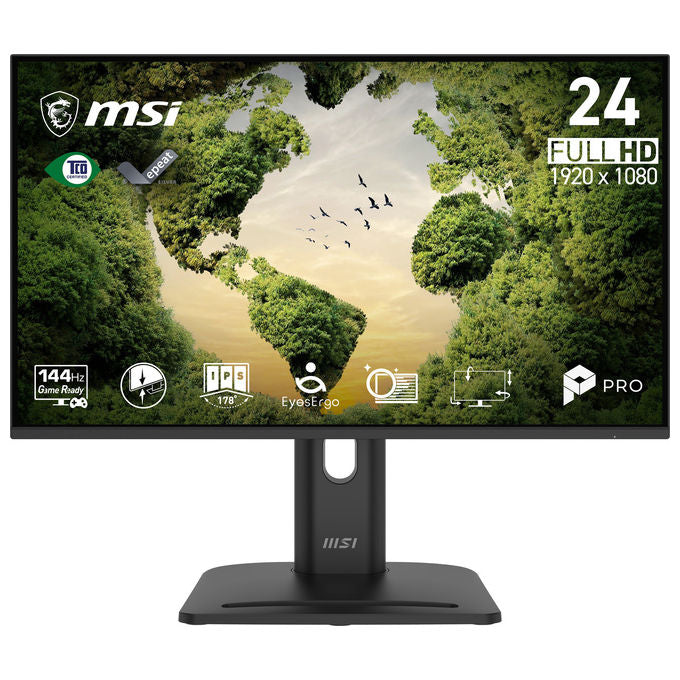 MSI PRO MP245PGN E14 Monitor 23.8'' IPS Anti-Glare Full HD 144Hz HDMI DP VGA Regolabile in Altezza Pivot VESA colore Nero