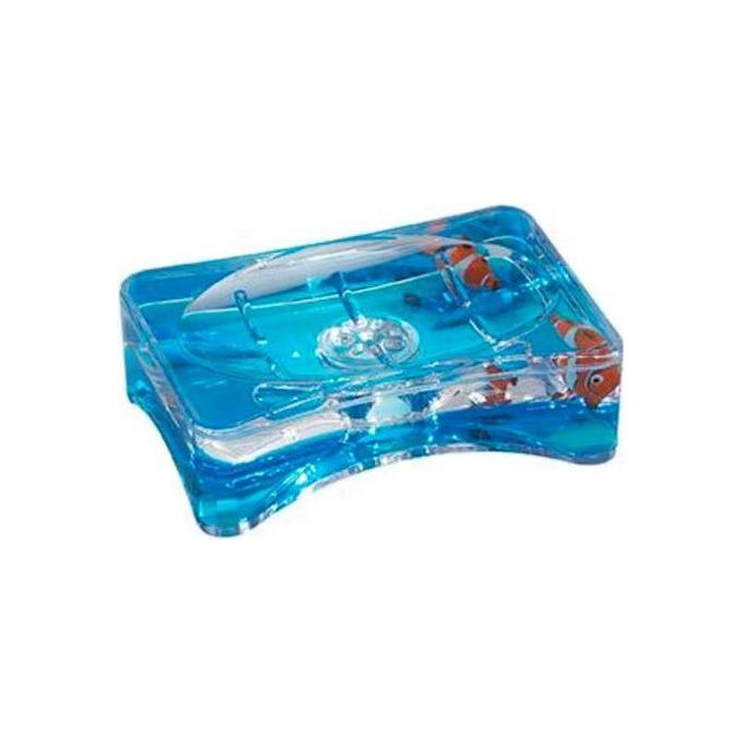 Gedy Portasapone d'Appoggio Policarbonato Trasparente Color con Decoro 110x76x36mm Pyxix