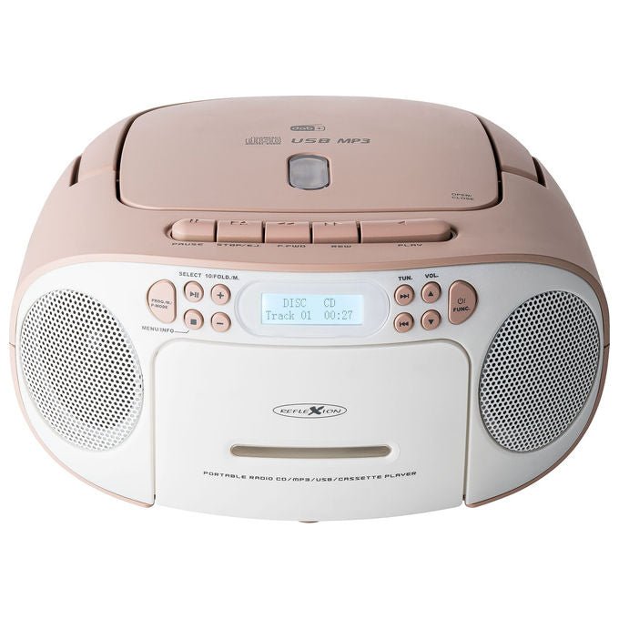 Reflexion RCR2260DAB PK Boombox con Radio DAB+ CD Cassette USB 2 x 12 W colore Rosa