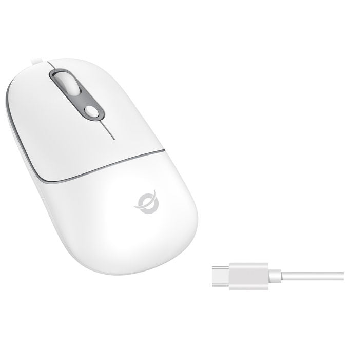 Conceptronic REGAS02W Mouse Ottico USB tipo-C 2400 DPI 4 Pulsanti Clic Silenzioso colore Bianco