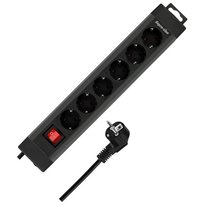 Rev Presa Multipla 6 Ingressi 2.4mt Supraline con Interruttore Antracite