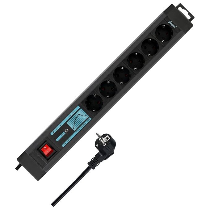 REV Outlet Strip 6-Posti 3mt Supraguard Anthracite