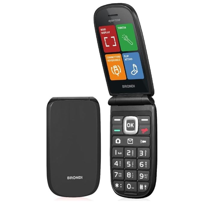 Brondi Raptor 2.8'' Dual Sim Tasti Rapidi Torcia Flip Attivo Black Metal
