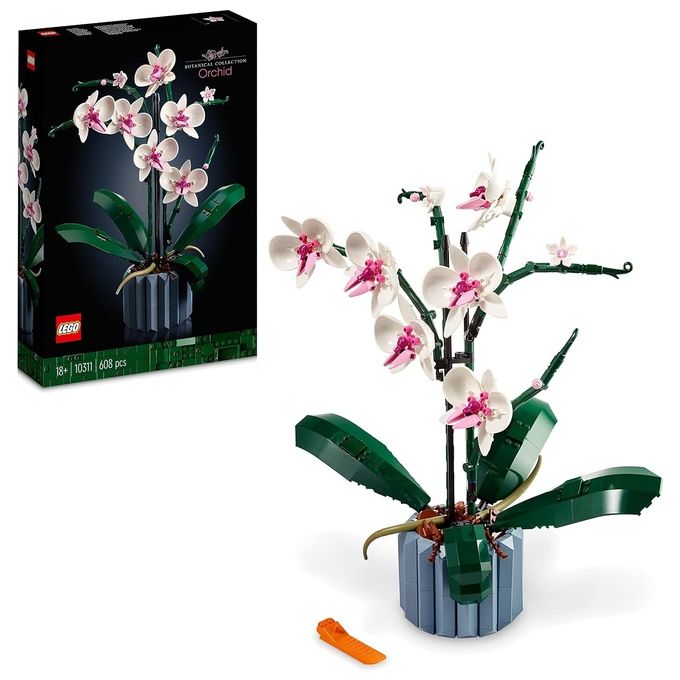 Lego 10311 Icons Botanical Collection Orchidea Set da Costruzione per Adulti 608 pezzi Fiori Finti colore Bianco Rosa