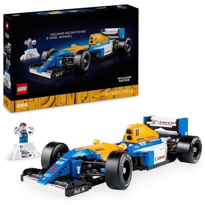LEGO Icons Williams Racing FW14B e Nigel Mansell - Modellino di Auto F1 da Costruire con Minifigure del Pilota da Collezione, Trofeo e Supporto da Esposizione, Idea Regalo Adulti, Uomo o Donna 10353