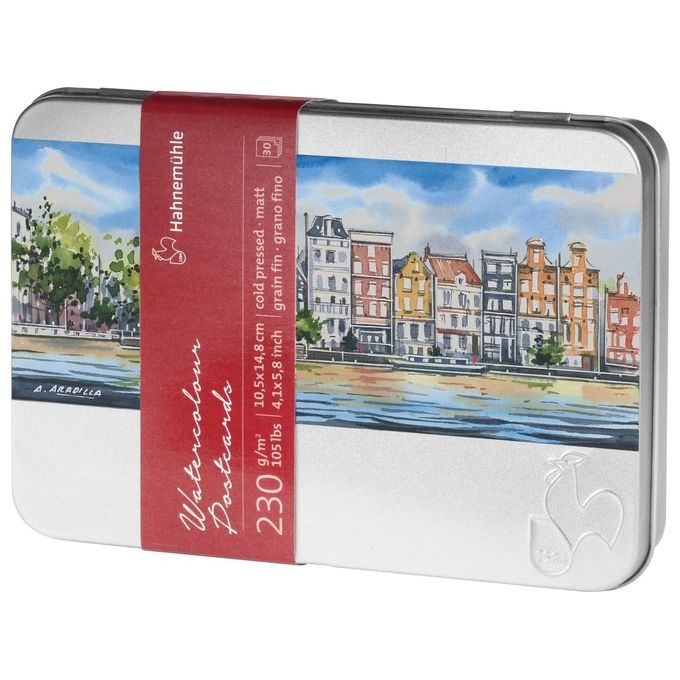 Hahnemuhle Cartoline per Acquerelli Scatola in Metallo Ppaco 10x15cm 230gr