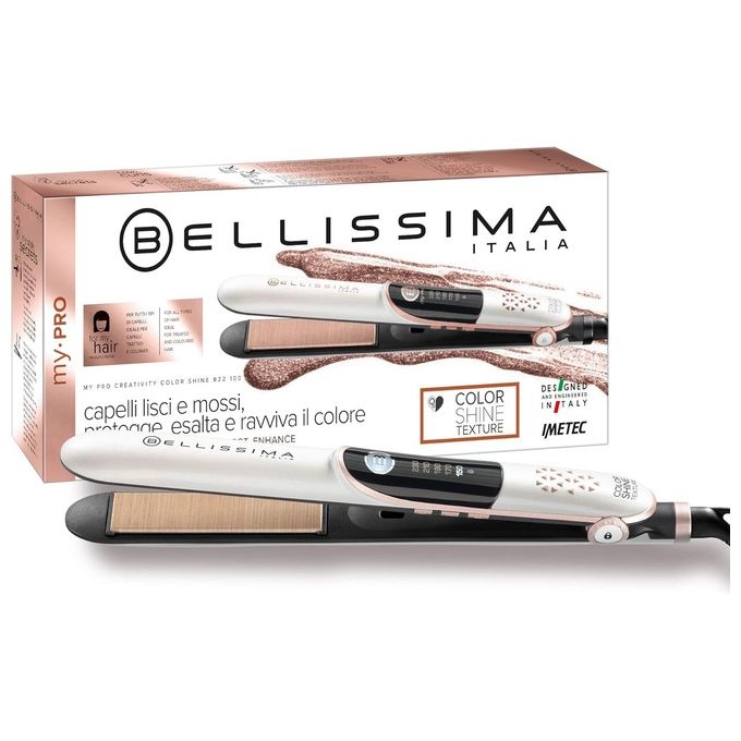 Bellissima Creativity Color Shine B22 Piastra per Capelli Colorati con Rivestimento in Tessuto Regolazione Temperatura da 150° a 230°