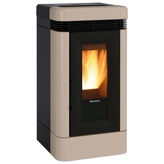 Stufa a pellet canalizzata Lucia Plus 12 kW tortora maiolica ventilata La Nordica Extraflame