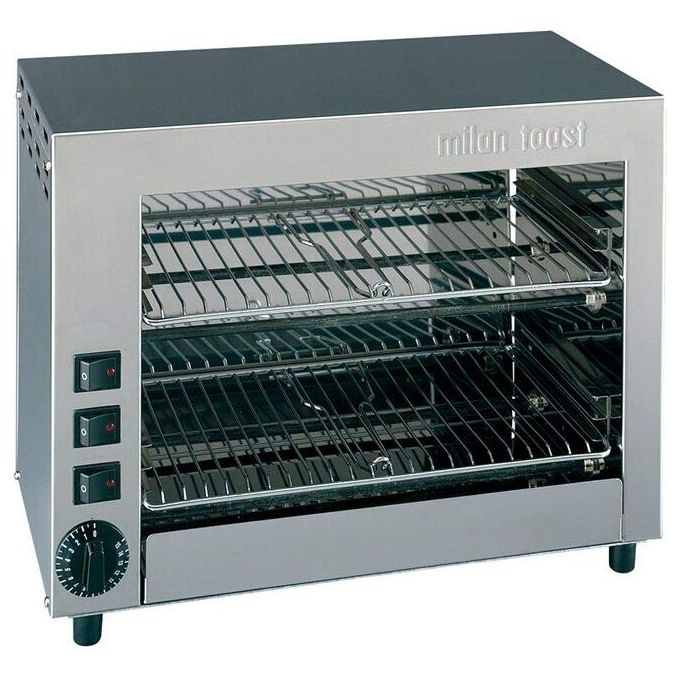 MilanToast 14051 Fornetto Professionale Doppio con 6 Posti e 6 Pinze per Toast e Sandwich