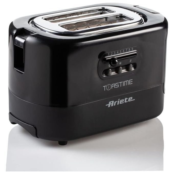 Ariete 159 Toastime - Tostapane arancione con pinze. 2 Fette 9 Livelli di doratura 700W Nero
