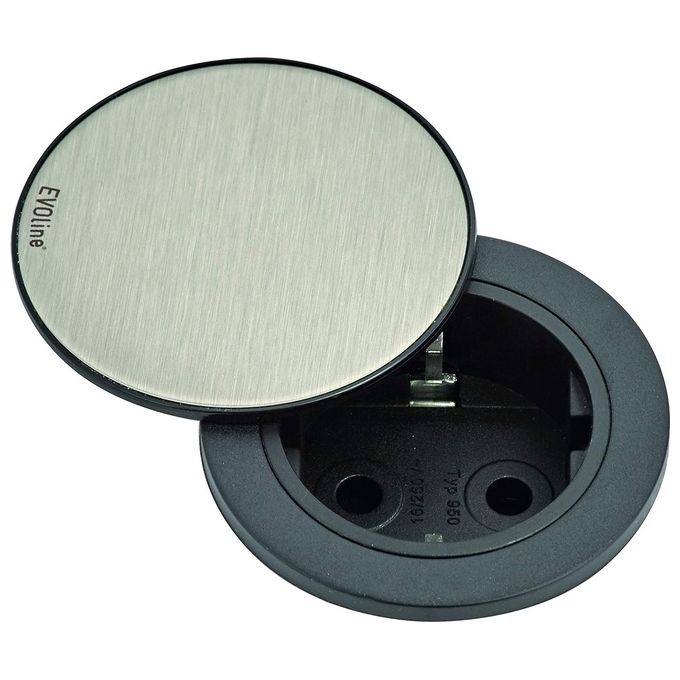 EVO LINE Presa Singola Compatta One 1 Schukocoperchio Inox