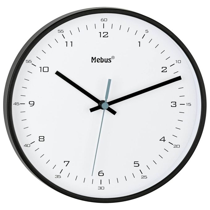 Mebus Orologio da Parete al Quarzo Nero-Bianco