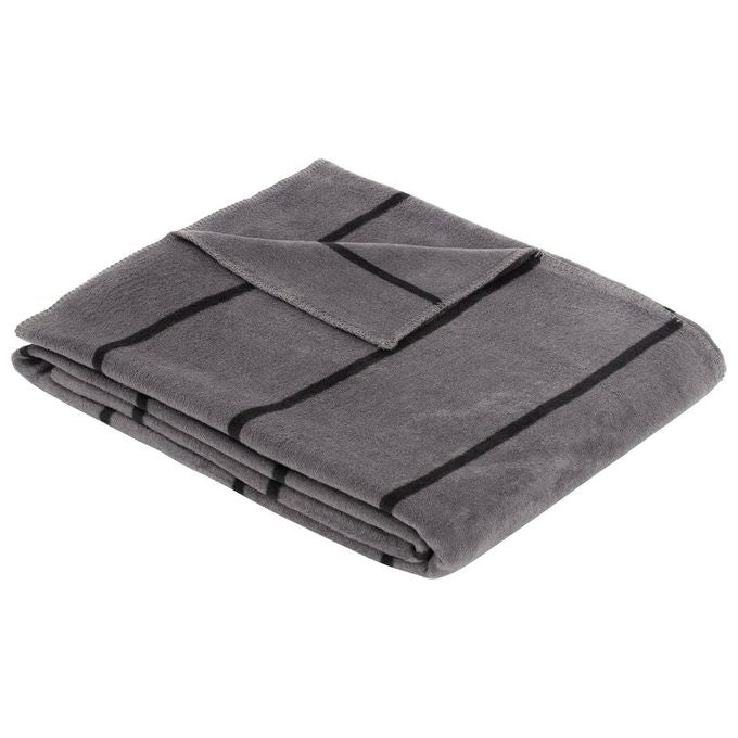 Bugatti Jacquard Coperta con Strisce Grigio-Nero 150x200cm