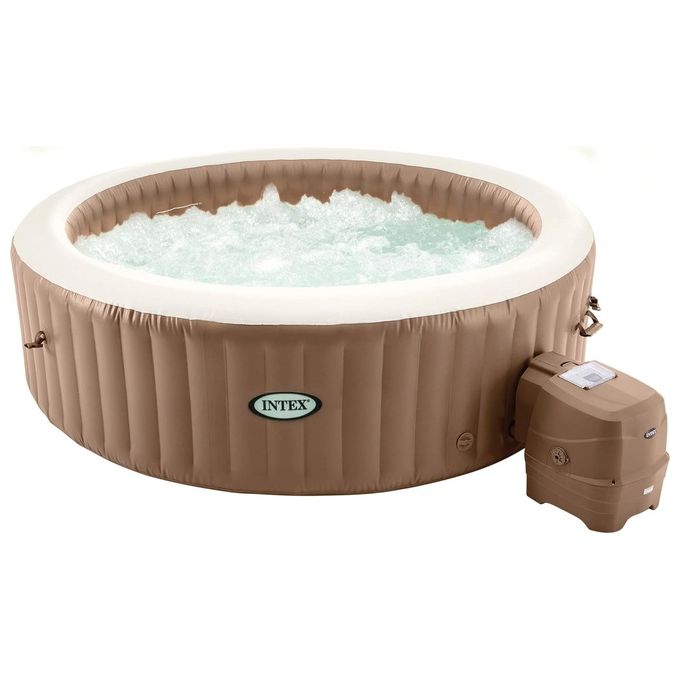 Intex 28412EX PureSpa Vasca Idromassaggio Gonfiabile Bubble Massage 8 posti 170 Getti Riscaldatore PVC Beige 236x71 cm Con Accessori 8 posti Beige
