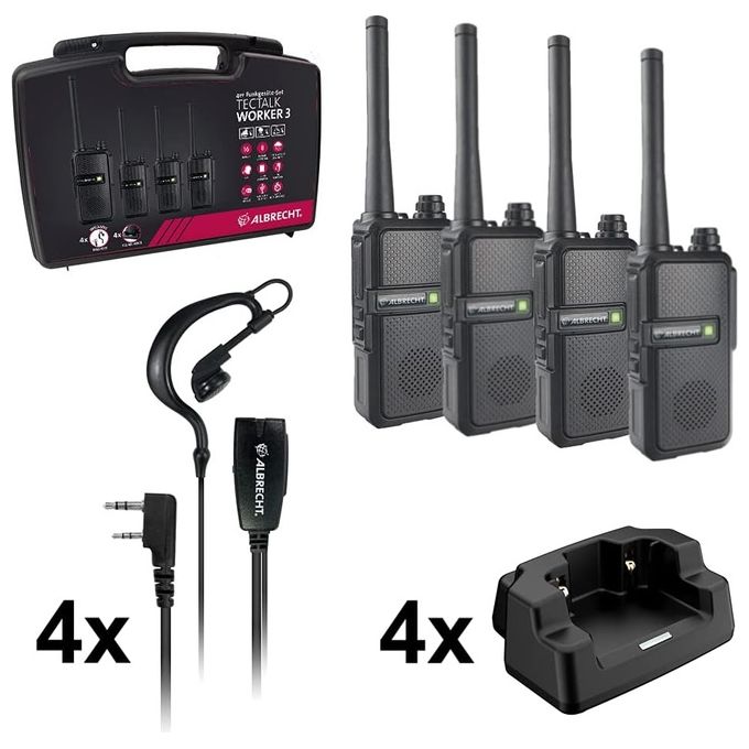 Albrecht Tectalk Worker 3 Case 4-Pack Walkie Talkies per Cantieri