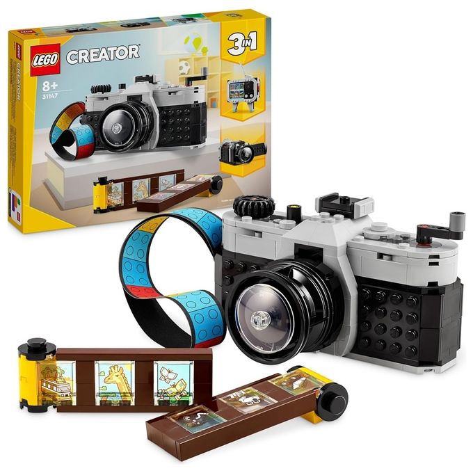 LEGO Creator 31147 3in1 Fotocamera Retro 31147-LEGO Giochi per Bambini 8+ Anni Macchina Fotografica Trasformabile in Videcamera o TV