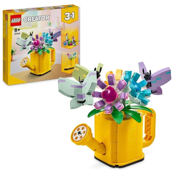 LEGO Creator 31149 3in1 Innaffiatoio con Fiori Finti Trasformabile in Stivale o in 2 Uccelli con Trespolo, Giochi per Bambini 8+