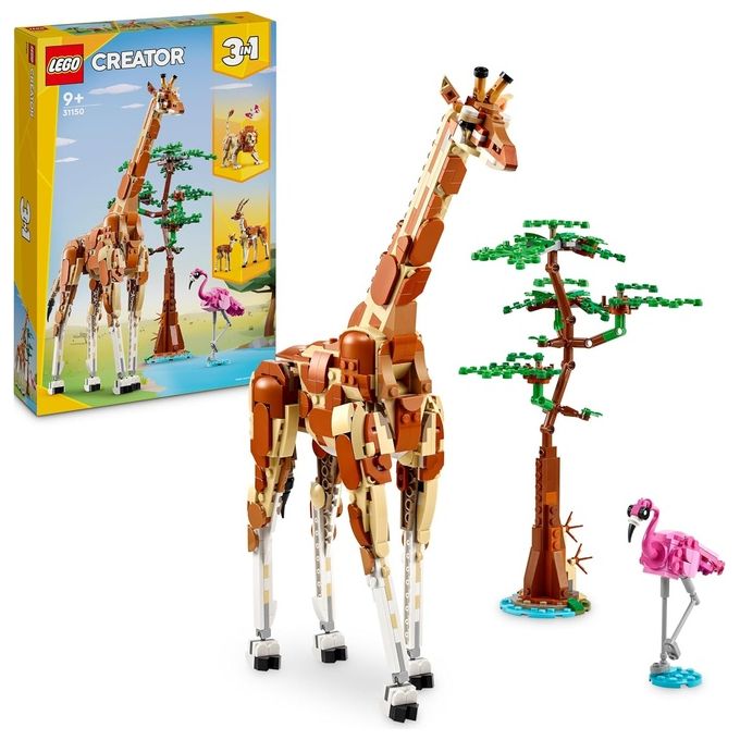LEGO Creator 31150 3in1 Animali del Safari, Giocattolo Trasformabile da Giraffa in 2 Gazzelle o Leone , Giochi per Bambini 9+