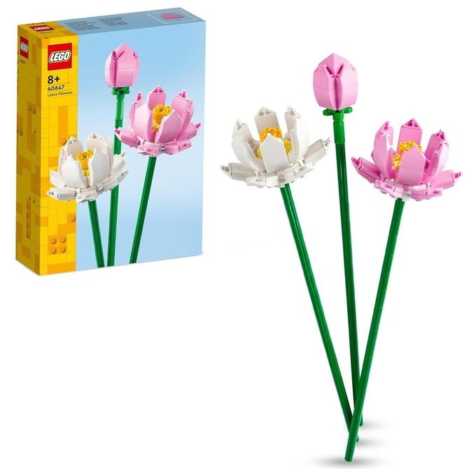 LEGO Creator 40647 Fiori di Loto 40647-LEGO Fiori Finti per Bambini da 8+ Bouquet Regalo per San Valentino per Lei o Lui Donna o Uomo