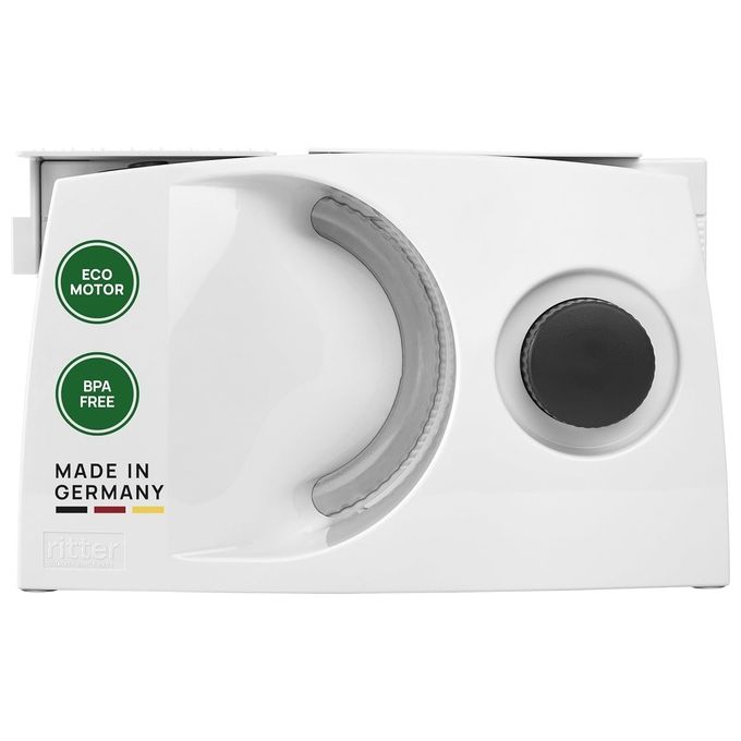 Ritter 501.000 Markant 01 Affettatrice elettrica con motore ECO Bianco Slitta divisibile pieghevole
