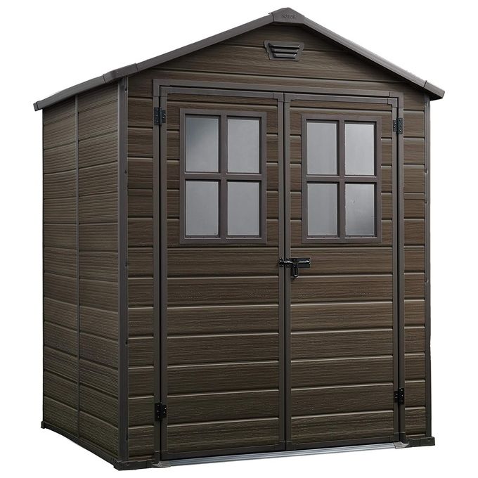 Keter Casetta da Giardino Box Portattrezzi da esterno SCALA 6X5 DD in resina 185x152x226h noce