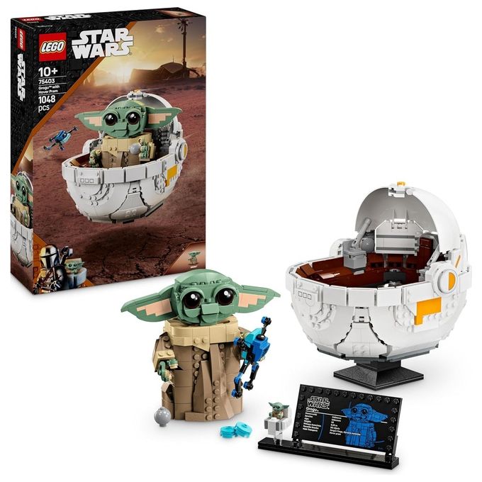 LEGO 75403 Star Wars Grogu con Carrozzina Hover 1048 pezzi con minifigure e accessori colore Nero