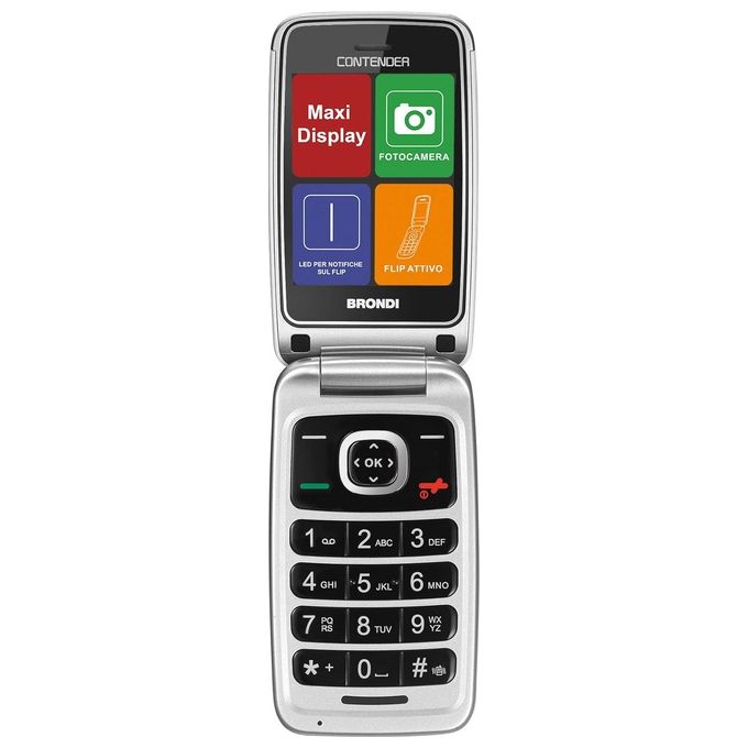 Brondi Contender Telefono Cellulare GSM Dual Sim con Tasti Grandi Bianco