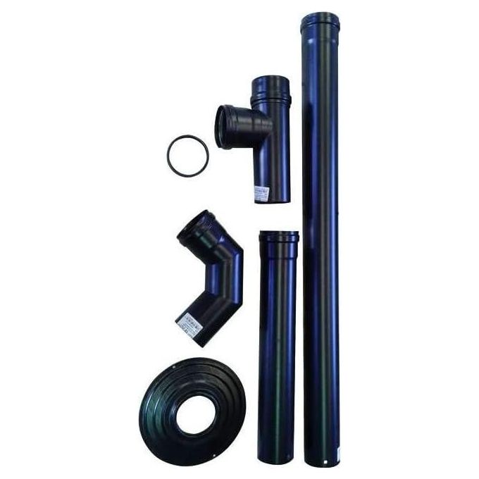 Smalbo Pronto-Pellet Kit – Kit tubi per stufa a pellet diametro 8 cm, include tubo 100 cm, tubo 50 cm, gomito a 90°, derivazione a T, rosone e guarnizione, colori: smaltato