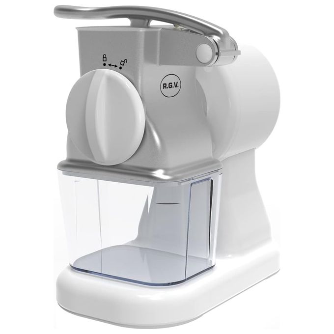 RGV Grattugia Elettrica Robusta Junior Inox con Tramoggia Estraibile e Contenitore Salvafreschezza da 150 W per una Cucina Efficiente