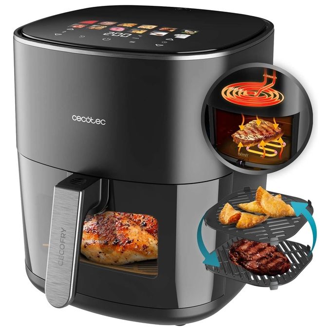 Cecotec CecofryeGrill Duoheat 6500 Friggitrice ad Aria 6,5 Litri 2200W 6 Programmi