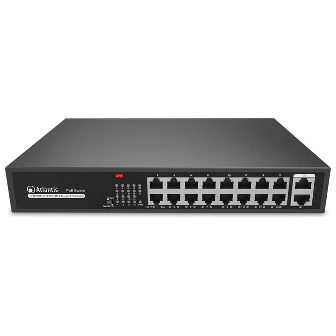 Atlantis Land NetPower G18PoE16 Non Gestito Fast Ethernet 10-100 Supporto Power over Ethernet Nero
