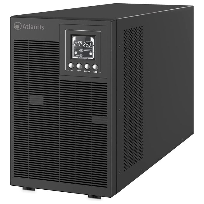 Atlantis A03-OP3002P PRO UPS OnLine Gruppo di Continuita' Server Doppia conversione Onda Sinusoidale Pura 3000VA 2700W, Tower display LCD, USB, seriale RS-232, 4 uscite IEC, slot SNMP, 6x12V-9Ah