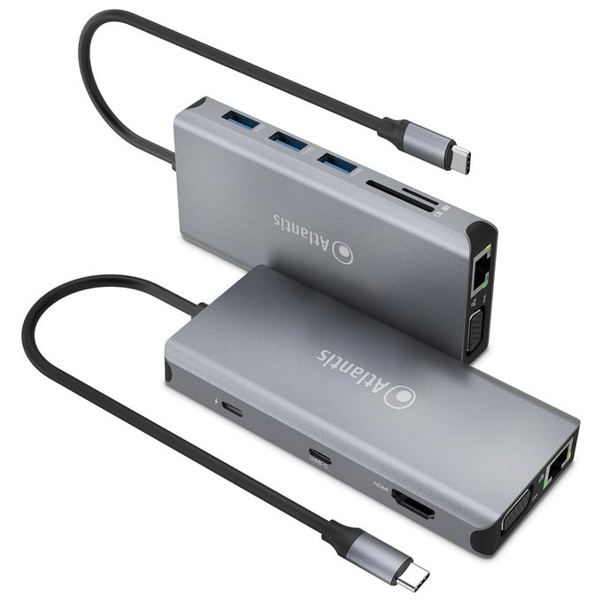 Atlantis Land A04-TC_DK46 Replicatore di Porte e Docking Station per Notebook Cablato Usb 3.2 Gen 1 Type-C Grigio