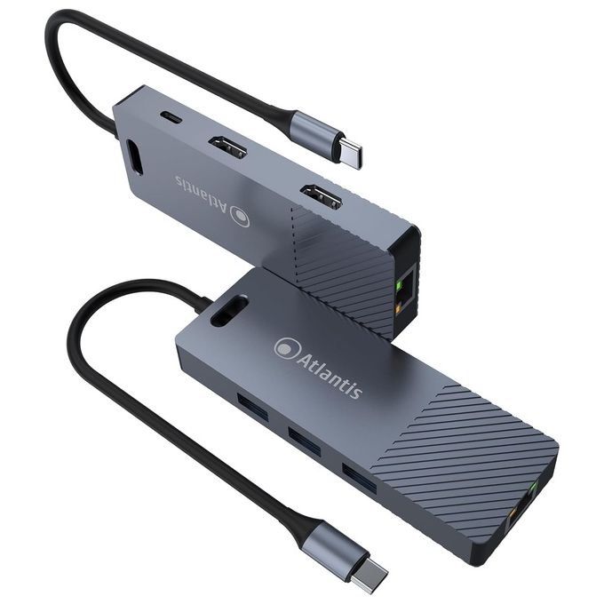 Atlantis Land A04-TC_DK48 Replicatore di Porte e Docking Station per Notebook Cablato Usb 3.2 Gen 1 Type-C Grigio