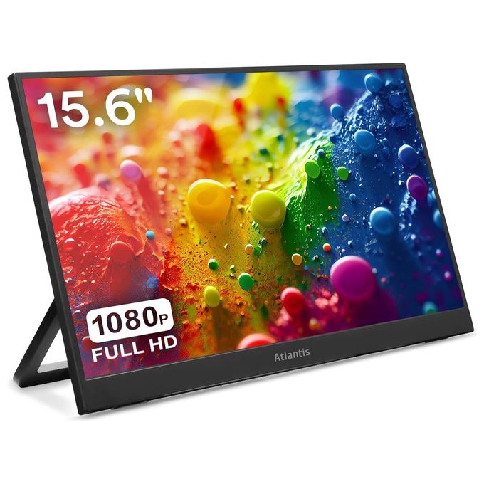 Atlantis Monitor Portatile 16 Pollici, 1080P Full HD 1920x1080, HDMI-Type_C, Speaker 2x1W, Inclinazione Regolabile, display IPS, per Notebook-Console-Switch- 179-179, Cavo HDMI 1,5m-Type_C, peso 1Kg